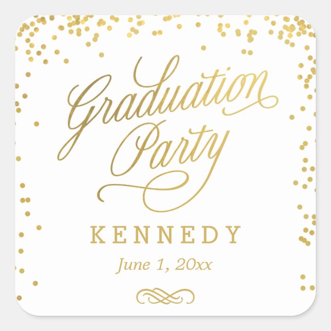 Shiny Confetti Editable Color Graduation Stickers (Front)