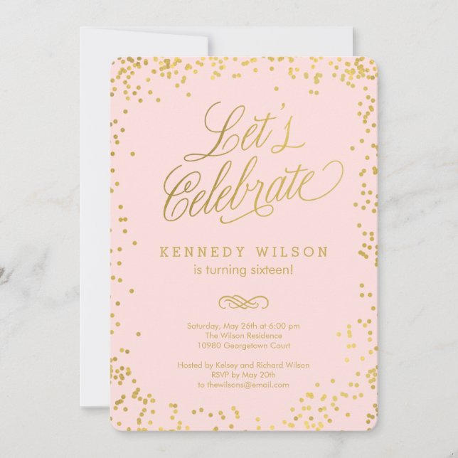 Shiny Confetti Editable Color Party Invitation (Front)