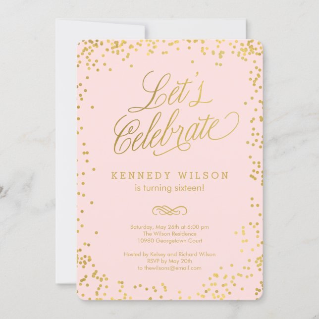 Shiny Confetti Editable Color Party Invitation (Front)