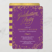 Shiny Confetti Graduation Party Invitation Plum (Front/Back)