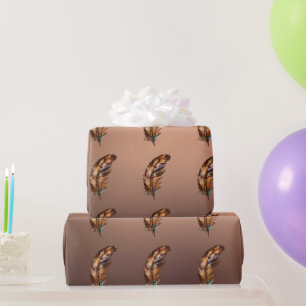 Shiny Copper Colored Paper Brown Gold Feathers