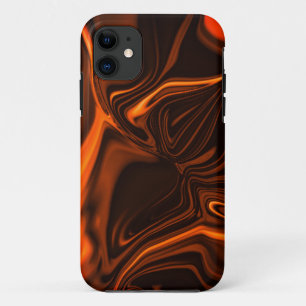 Shiny coral curved undulations over dark fund iPhone 11 case