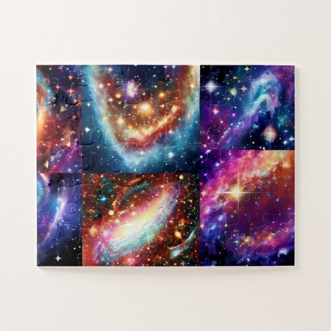 Shiny cosmos night skies and planet stars galaxy jigsaw puzzle (Horizontal)