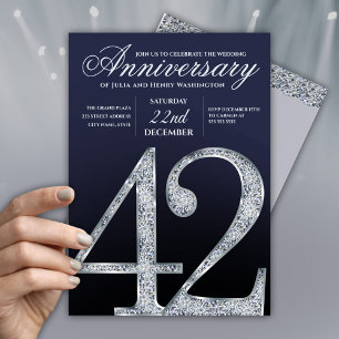 Shiny Diamond 42nd Wedding Anniversary  Invitation