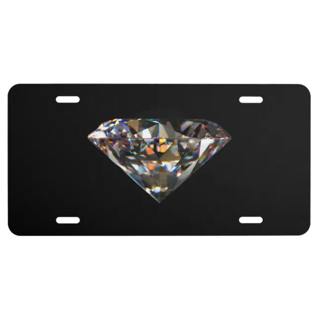 Shiny Diamond Carat Gems Jewel Black Background License Plate Zazzle
