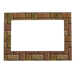 Shiny digital bricks pattern bronze and copper magnetic picture frame