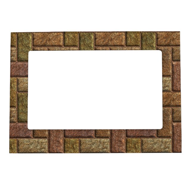 Shiny digital bricks pattern bronze and copper magnetic picture frame (Front)