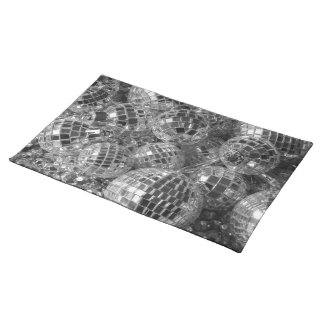 Shiny Disco Ball Ornaments Black and White Photo Cloth Placemat