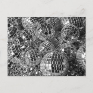 Shiny Disco Ball Ornaments Black and White Photo Postcard