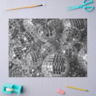 Shiny Disco Ball Ornaments Black and White Photo Tissue Paper
