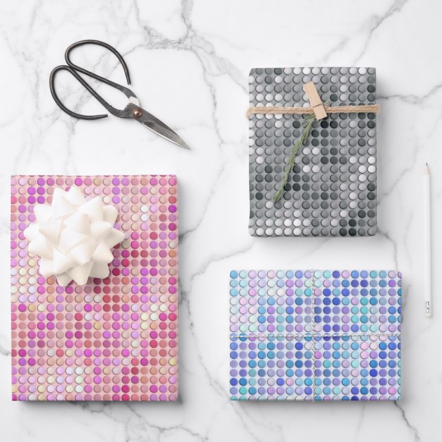 Shiny Disco Dots Wrapping Paper Sheets (Front)