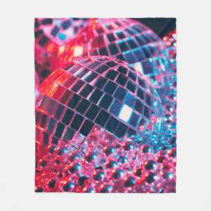 Shiny disco party background with mirror balls ref fleece blanket