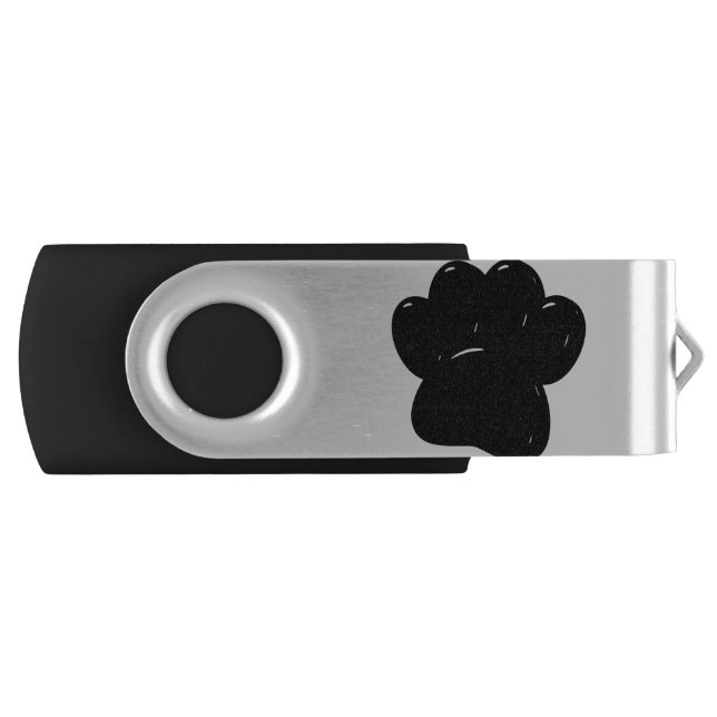 Shiny Dog Paw Print Drawing Flash Drive (Front)