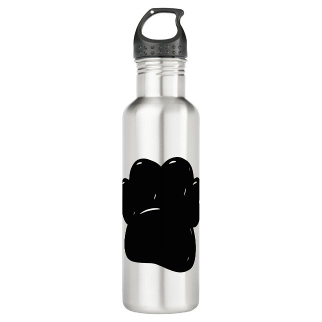 Shiny Dog Paw Print Drawing Stainless Steel Water Bottle (Front)