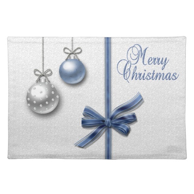 Shiny Elegant Christmas Balls Cloth Placemat (Front)