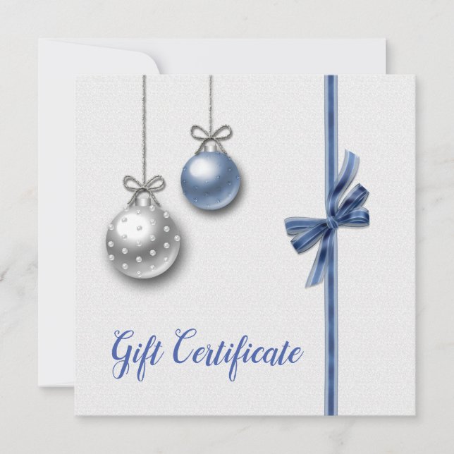 Shiny Elegant Christmas Balls Gift Certificate (Front)