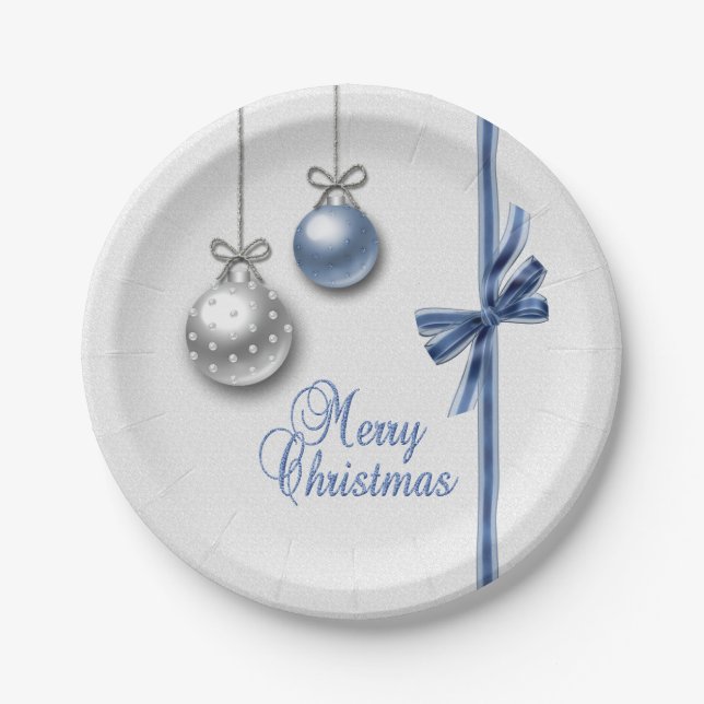 Shiny Elegant Christmas Balls Paper Plates (Front)