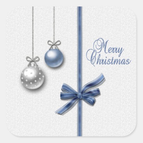 Shiny Elegant Christmas Balls Square Sticker