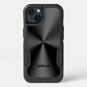 Shiny Faux Black Metallic Stainless Look iPhone 13 Case