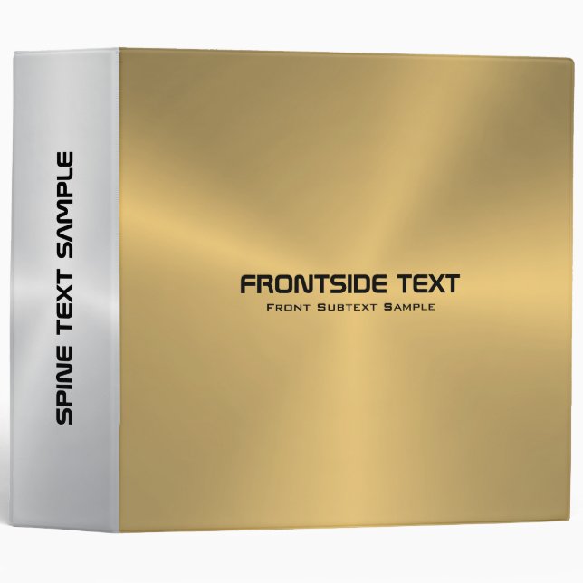 Shiny faux gold and silver metallic look 3 ring binder (Front/Spine)