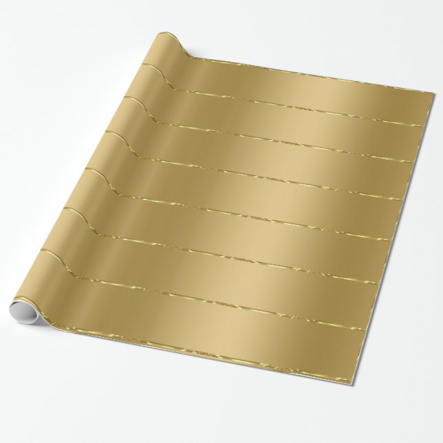 Shiny faux gold stripes pattern wrapping paper (Unrolled)