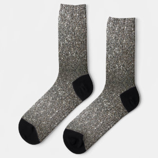 Shiny Faux Shimmer Bright Silver Glitter Texture Socks