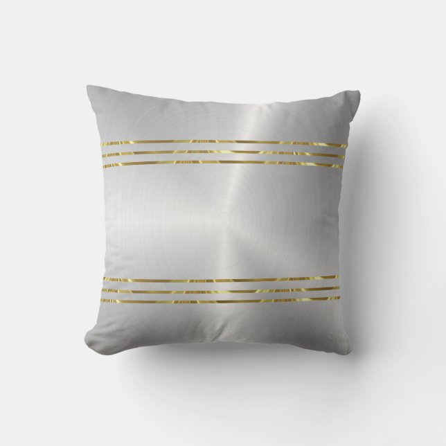 Shiny faux silver and gold metallic background throw pillow (Front)