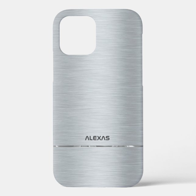 Shiny faux silver brushed aluminum metallic look Case-Mate iPhone case (Back)