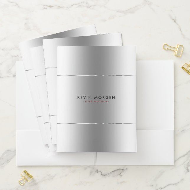 Shiny Faux Silver-Gray Background Pocket Folder (In Situ)