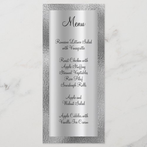 Shiny Faux Silver Texture and Satin Foil Menu