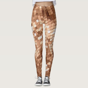 Shiny FAUX Sparkly Copper Colored Sequins Look Leggings
