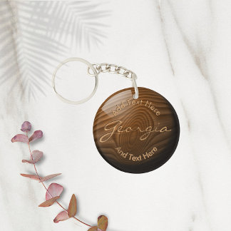Shiny Faux Wood Knot•Custom Keychain