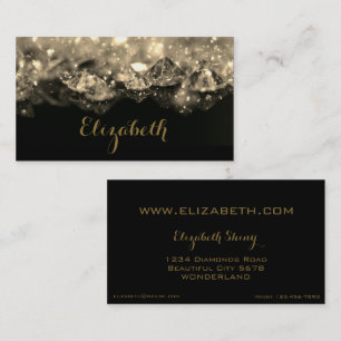 Shiny Festive Elegant Diamonds Black Sepia Business Card