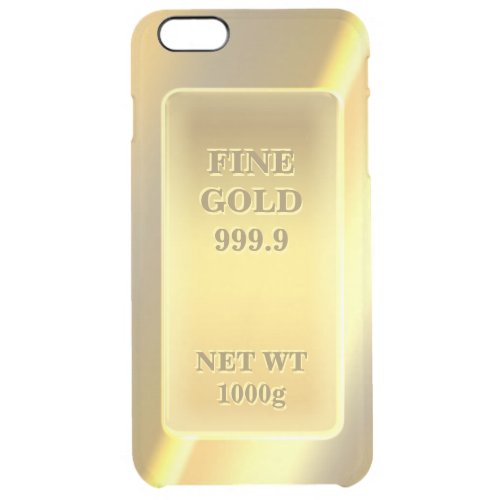 Shiny Fine Gold 9999 Gold Brick Gold Bar Clear iPhone 6 Plus Case