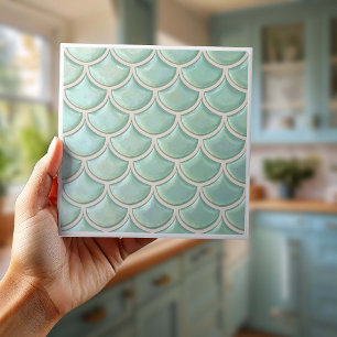 Shiny Fish Scale Pattern Mint Green ID1199 Ceramic Tile