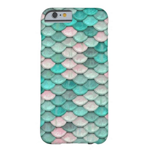 Shiny Fish Scales Effect Pattern Green Pink Barely There iPhone 6 Case