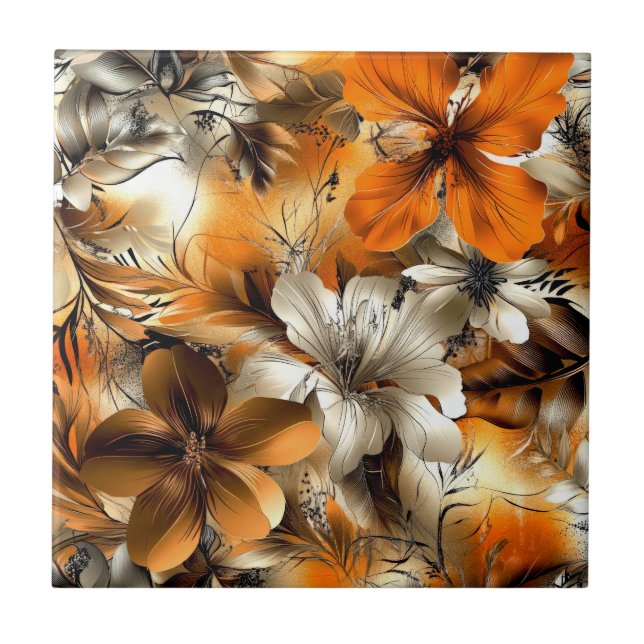 Shiny Flowers Ceramic Tile (Front)