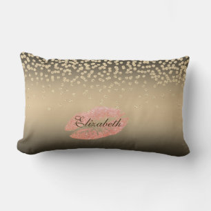 Shiny Foil Confetty Or Diamond ,Lips-Personalized Lumbar Pillow