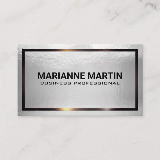Shiny Foil Texture | Metallic Border Business Card (Front)