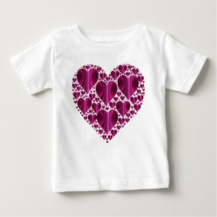Shiny Fuschia Hearts Baby T-Shirt