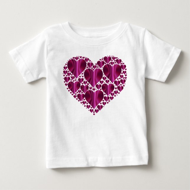 Shiny Fuschia Hearts Baby T-Shirt (Front)