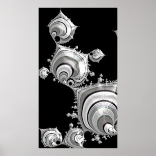 Shiny Galactic Space Oysters Fractal Abstract Art Poster