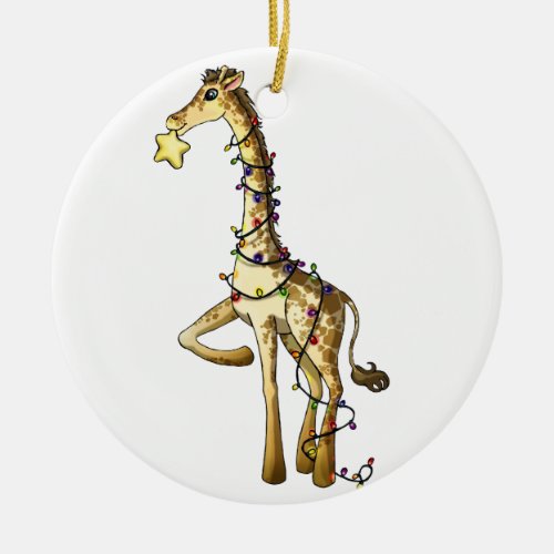 Shiny Giraffe Ceramic Ornament