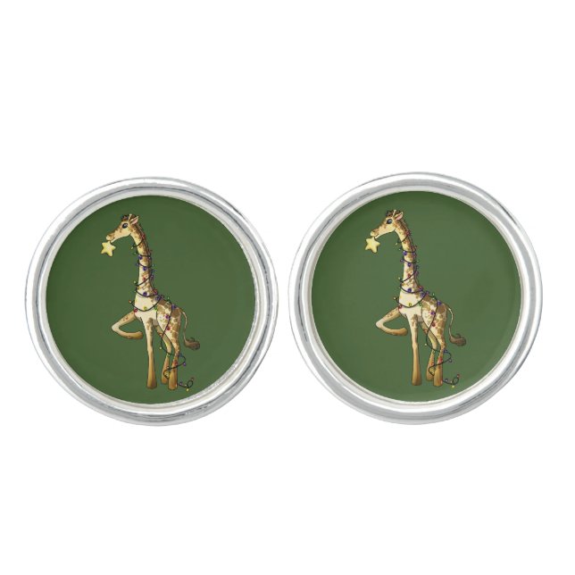 Shiny Giraffe Cufflinks (Front)