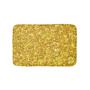 Shiny Gold And White Glitter Bath Mat
