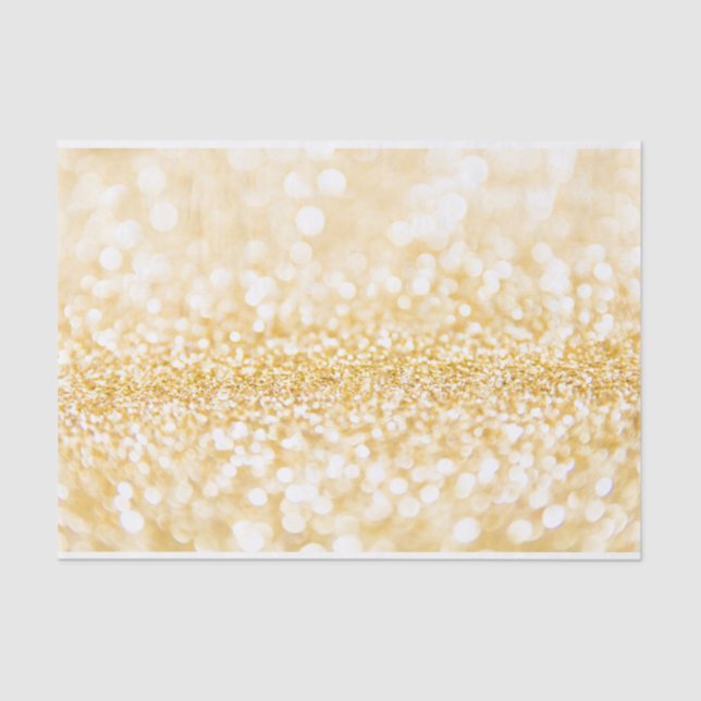 Shiny Gold And White Glitter Pattern Tissue Paper (Front)