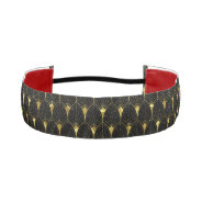 Shiny Gold Art Deco Pattern On Black Background Athletic Headband at Zazzle