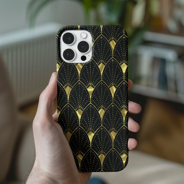 Shiny Gold Art Deco Pattern On Black Background Case-Mate iPhone Case (Creator Uploaded)