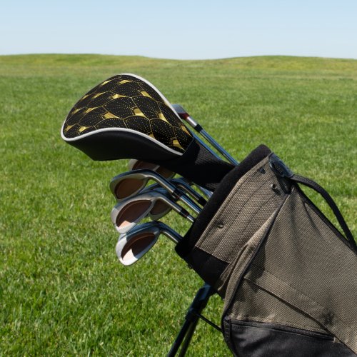 Shiny Gold Art Deco Pattern On Black Background Golf Head Cover