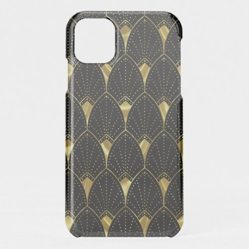Shiny Gold Art Deco Pattern On Black Background iPhone 11 Case